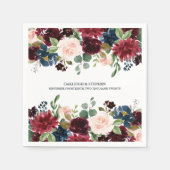 Hochzeit von Burgund und rosa, florales Wasser Serviette (Vorderseite)