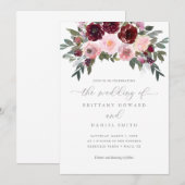 Hochzeit von Burgund und Rosengarten Einladung (Vorne/Hinten)