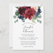 Hochzeit von Burgund und Wasserfarben Einladung (Vorderseite)