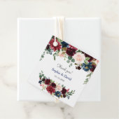 Hochzeit von Burgundy Blush Blue Flowers Geschenkanhänger (Beispiel)