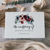 Hochzeit von Burgundy Pink Navy und Blumenkalligra Gästebuch