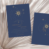 Hochzeit von Celestial Gold und Navy Blue Stars Einladung