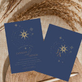 Hochzeit von Celestial Gold und Navy Blue Stars Einladung