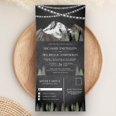 Hochzeit von Chalkboard Mountain Forest String Lig Dreifach Gefaltete Einladung
