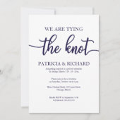 Hochzeit von Chic Navy Blue White Calligraphy Elop Einladung (Vorderseite)
