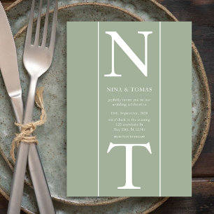 Hochzeit von Clean Sage Green Monogram Typografy Einladung