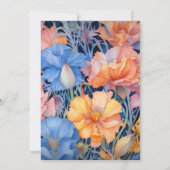 Hochzeit von Cornflower Blue und Peach Floral Einladung (Rückseite)