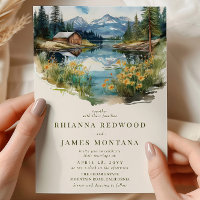 Hochzeit von Country Lake und Barn Watercolor