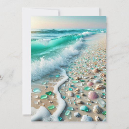 Hochzeit von Couple's Foto Sea Glass Coastal Einladung (Rückseite)