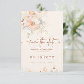Hochzeit von Cream Peach Floral Save The Date (Stehend Vorderseite)