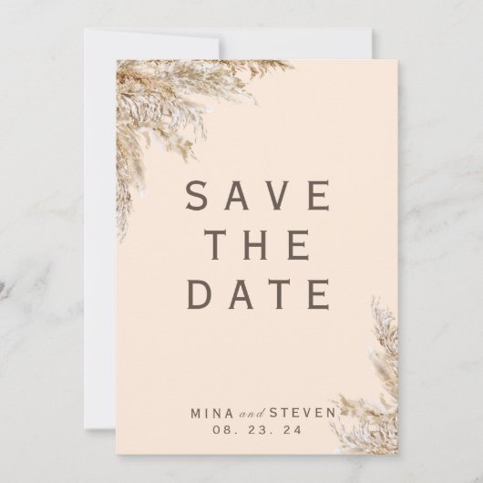 Hochzeit von Creamy Pampas Save The Date (Vorderseite)