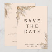 Hochzeit von Creamy Pampas Save The Date (Vorne/Hinten)