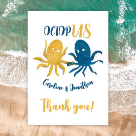 Hochzeit von Custom Funny Navy und Gold Ocean Octo Dankeskarte