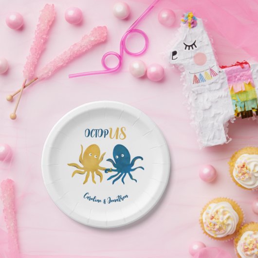 Hochzeit von Custom Funny Navy und Gold Ocean Octo Pappteller (Party)