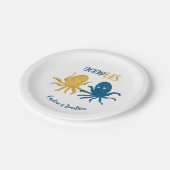 Hochzeit von Custom Funny Navy und Gold Ocean Octo Pappteller (Schrägansicht)