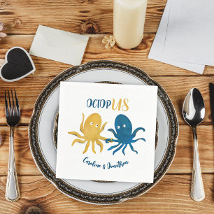 Hochzeit von Custom Funny Navy und Gold Ocean Octo Serviette
