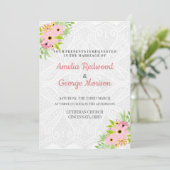 Hochzeit von Doily- und Wasserfarben-Blume Einladung (Stehend Vorderseite)