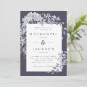 Hochzeit von dunkelblauen Blütenrahmen Einladung (Stehend Vorderseite)