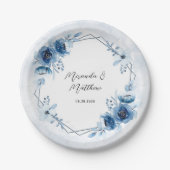 Hochzeit von dunkelblauen und marinen Wasserfarben Pappteller (Vorderseite)