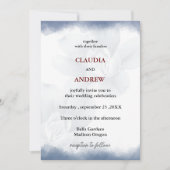 Hochzeit von Dusty Blue Floral Botanical Water Col Einladung (Vorderseite)