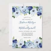 Hochzeit von Dusty Blue Floral Moderne Wasserfarbe Einladung (Vorderseite)