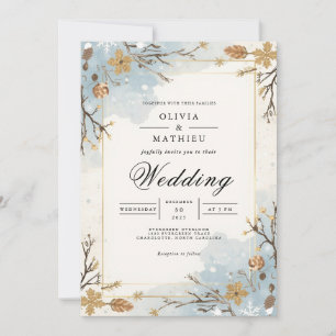 Hochzeit von Dusty Blue Winter Branches Einladung
