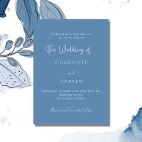 Hochzeit von dutzenden blauen Schriften