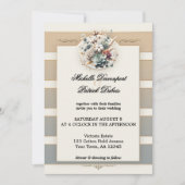 Hochzeit von Earth Tone Striped Floral Foto Einladung (Vorderseite)
