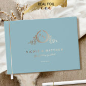 Hochzeit von Edelseeglas und Echtfoil-Monogramm Gästebuch