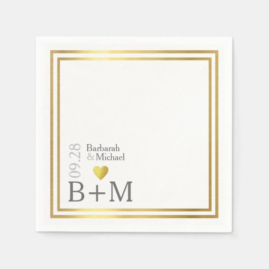 Hochzeit von Elegant Napkins (Namen und Initialen) Serviette (Vorderseite)