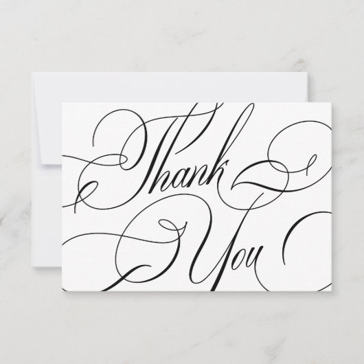 Hochzeit von eleganten Kalligrafieschriften Dankeskarte (Vorderseite)