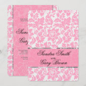 Hochzeit von eleganten rosa-weißen Damas Einladung (Vorne/Hinten)