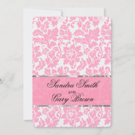 Hochzeit von eleganten rosa-weißen Damas Einladung