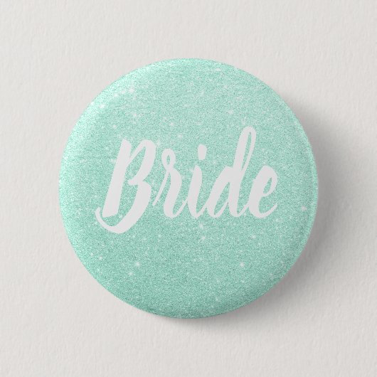 Hochzeit von eleganten und modernen Minzgrün-Glitz Button (Vorderseite)