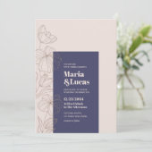 Hochzeit von Eleganter Marine und Elfenbeinkühne Einladung (Stehend Vorderseite)