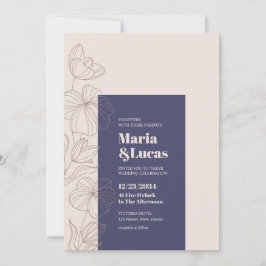 Hochzeit von Eleganter Marine und Elfenbeinkühne Einladung