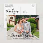 Hochzeit von eleganter Script-Liebe und Dank-Foto Postkarte (Vorne/Hinten)