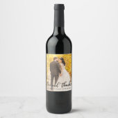 Hochzeit von eleganter Script-Liebe und Dank Foto  Weinetikett (Vorderseite)