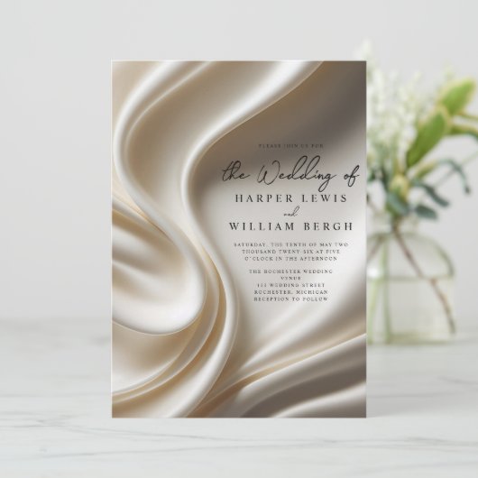 Hochzeit von Elfenbein Einladung (Stehend Vorderseite)