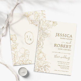 Hochzeit von Elfenbein Gold Einladung