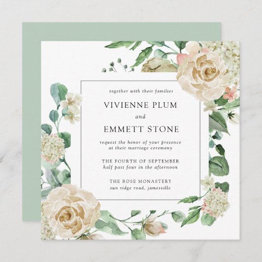 Hochzeit von Elfenbein Rose Hydrangea (Vorne/Hinten)