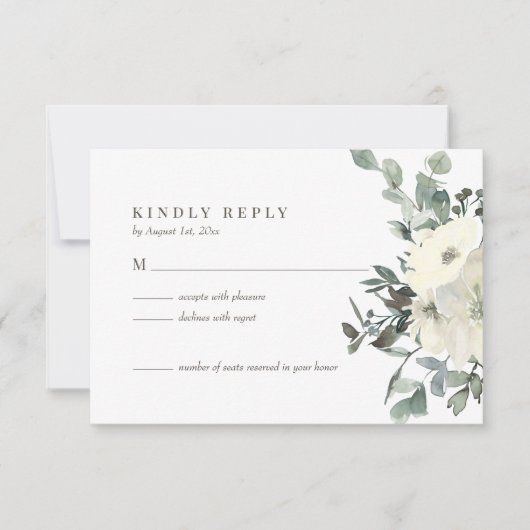 Hochzeit von Elfenbein RSVP Karte (Vorderseite)