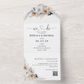 Hochzeit von Elfenbein und Blue Boho All In One Einladung (Innen Boden)