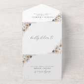 Hochzeit von Elfenbein und Blue Boho All In One Einladung (Außenbereich)