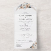 Hochzeit von Elfenbein und Blue Boho All In One Einladung (Innen Boden)