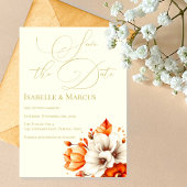 Hochzeit von Elfenbein und Goldfloral Save the Dat Einladung