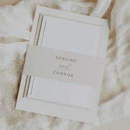 Hochzeit von Elfenbein und Goldkalligrafie Einladungsbanderole