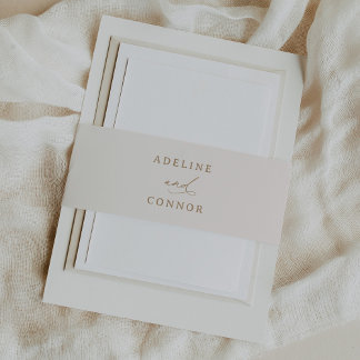 Hochzeit von Elfenbein und Goldkalligrafie Einladungsbanderole