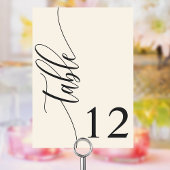 Hochzeit von Elfenbein und moderner Kalligrafie Tischnummer