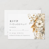 Hochzeit von Elfenbein-Wildblume RSVP Karte (Vorne/Hinten)